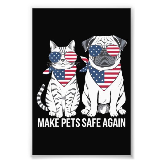 Make Pets Safe Again Trump Harris debat Honden Kat Foto Afdruk (Voorkant)