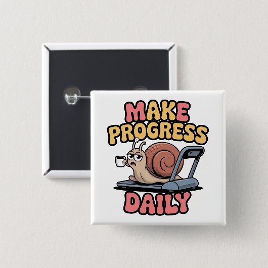 Make Progress Daily Vierkante Button 5,1 Cm (Voorkant /achterkant)