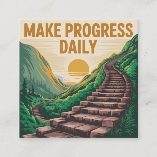 Make Progress Daily Vierkante Visitekaartje (Voorkant)