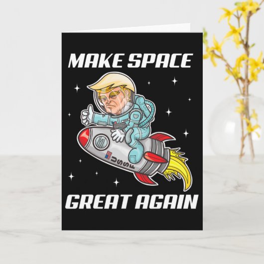 Make Space Force Great Again Funny Trump Rocket Jo Kaart (Gele Bloem)