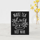 Make Tea Not War Doodle Art Tea Drinker Quote Kaart (Gele Bloem)