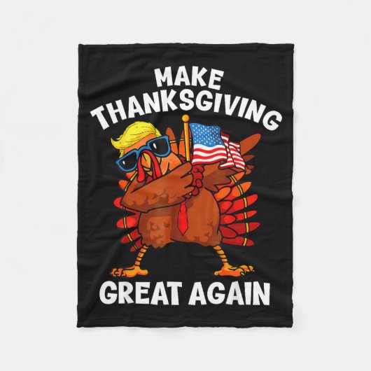 Make Thanksgiving Great Again Dabbing Turkey Trump Fleece Deken (Voorkant)