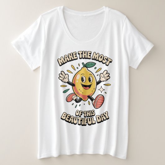 Make the Most – Happy Lemon Women's Grote Maat T-shirt (Design voorkant)