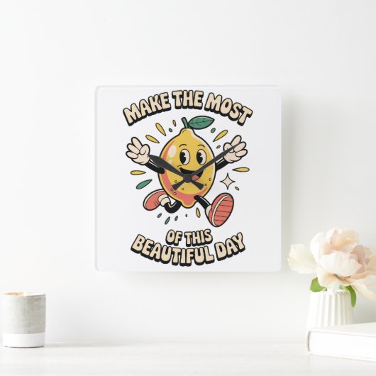 Make the Most – Lemon Wall Clock Vierkante Klok (Huis)