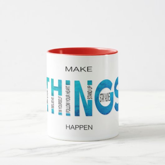 Make Things Happen - Retro Blue op Red Edition Mok (Midden)