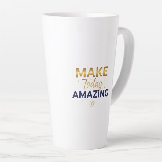 Make Today Amazing Gold Navy Sun Design Latte Mok (Rechterhoek)