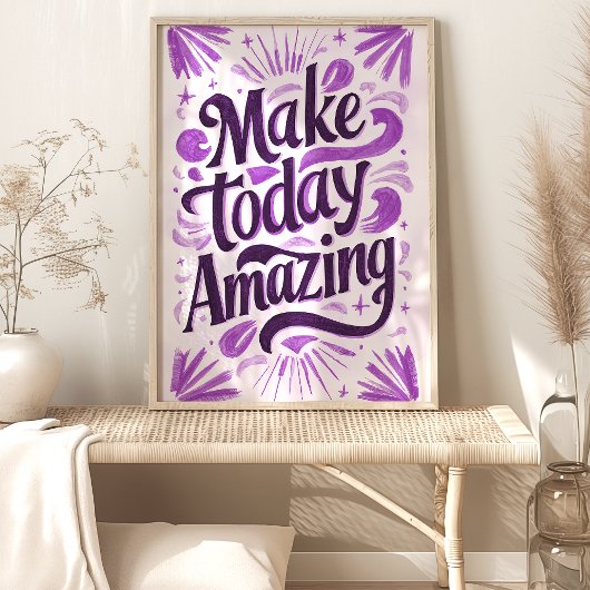 Make Today Amazing: Paarse Motivatie kunst Poster