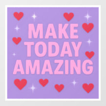 Make Today Amazing Red Hearts Sparkles Floor Decal