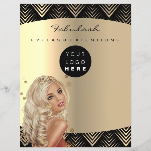 Make-up Artiest Beauty Gold Zwart Logo Haarprijzen Flyer (Achterkant)