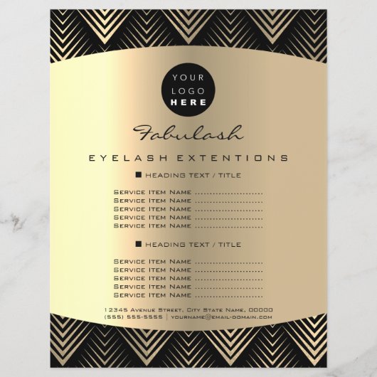 Make-up Artiest Beauty Gold Zwart Logo Haarprijzen Flyer (Voorkant)