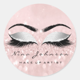 Make-up Artiest Beauty Grijs Roze Ogen Glitter Wim Ronde Sticker