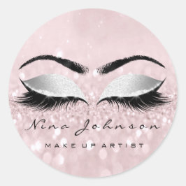 Make-up Artiest Beauty Grijs Roze Ogen Glitter Wim Ronde Sticker
