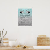 Make-up Artiest Beauty Salon Blauw Aqua Grijs Poster (Keuken)