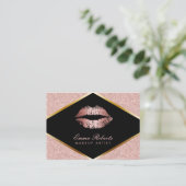 Make-up Artiest Beauty Salon Lips Roos Gouden Glit Visitekaartje (Staand voorkant)