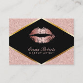Make-up Artiest Beauty Salon Lips Roos Gouden Glit Visitekaartje (Voorkant)