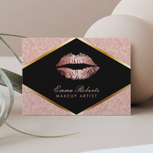 Make-up Artiest Beauty Salon Lips Roos Gouden Glit Visitekaartje