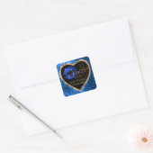 Make-up Artiest Blauw Glitter Liefdeslippen en Gou Vierkante Sticker (Envelop)