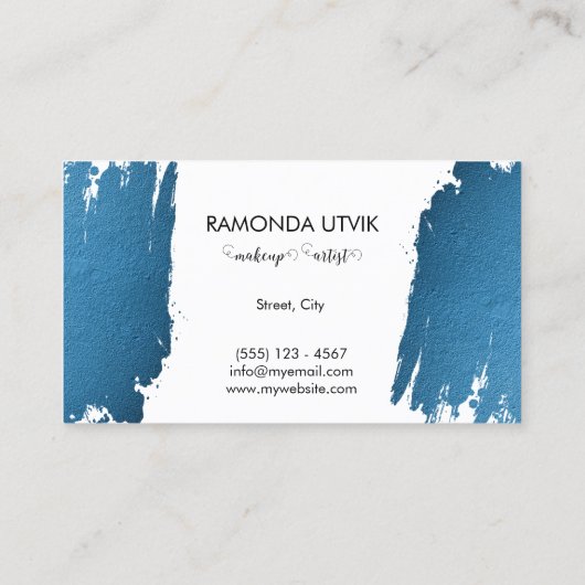 Make-up artiest blauw visitekaartje (Achterkant)