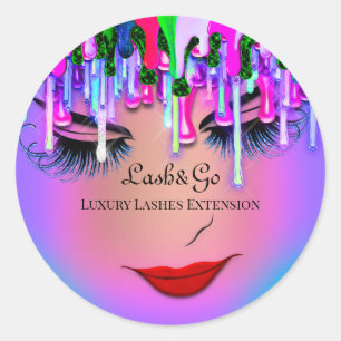 Make-up artiest blauw wimpers product rood mager ronde sticker