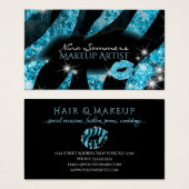 Make-up Artiest Blauw Zwart Glitter Lips Zebra Pri Visitekaartje (Voorkant /achterkant)