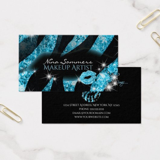 Make-up Artiest Blauw Zwart Glitter Lips Zebra Pri Visitekaartje (Kantoor)