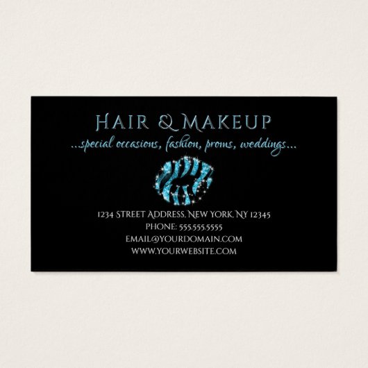 Make-up Artiest Blauw Zwart Glitter Lips Zebra Pri Visitekaartje (Achterkant)