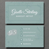 Make-up artiest Blauwgroen Bloemlijn Art Modern Sc Visitekaartje