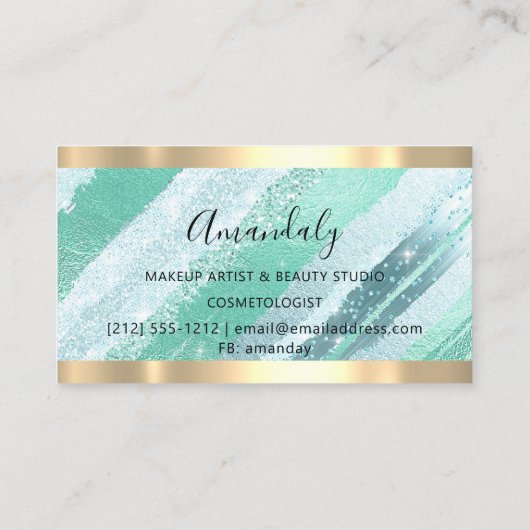 Make-up artiest Blogger Influencer Mint Groene Str Visitekaartje (Achterkant)