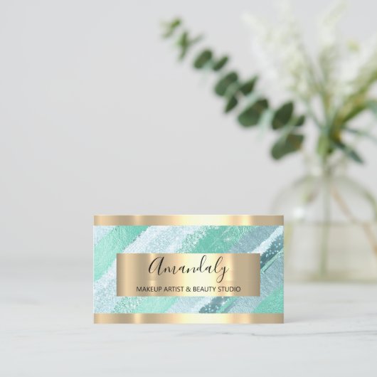 Make-up artiest Blogger Influencer Mint Groene Str Visitekaartje (Staand voorkant)