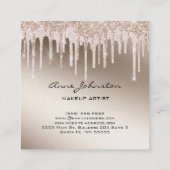 Make-up Artiest champagne Glitter en Sparkle Vierkante Visitekaartje (Achterkant)