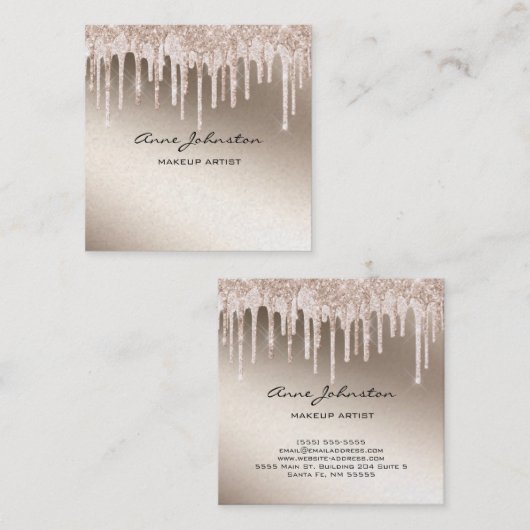 Make-up Artiest champagne Glitter en Sparkle Vierkante Visitekaartje (Voorkant / Achterkant)