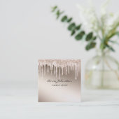Make-up Artiest champagne Glitter en Sparkle Vierkante Visitekaartje (Staand voorkant)