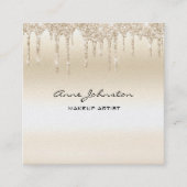 Make-up Artiest Champagne Glitter en Sparkle Vierkante Visitekaartje (Voorkant)