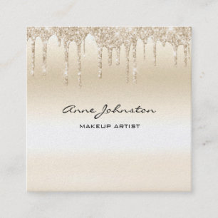 Make-up Artiest Champagne Glitter en Sparkle Vierkante Visitekaartje