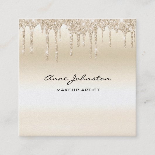 Make-up Artiest Champagne Glitter en Sparkle Vierkante Visitekaartje (Voorkant)