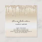 Make-up Artiest Champagne Glitter en Sparkle Vierkante Visitekaartje (Achterkant)
