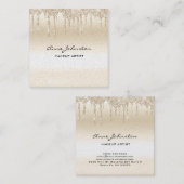 Make-up Artiest Champagne Glitter en Sparkle Vierkante Visitekaartje (Voorkant / Achterkant)