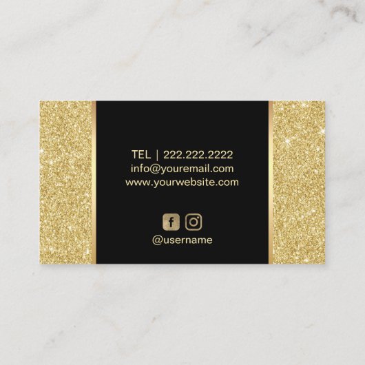 Make-up artiest chique lippen moderne gouden glitt visitekaartje (Achterkant)