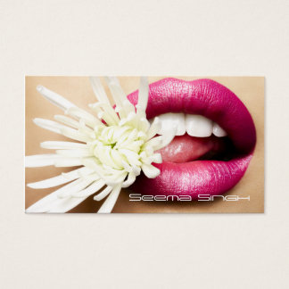Make-up Artiest cosmetica lippen witte bloem Visitekaartjes
