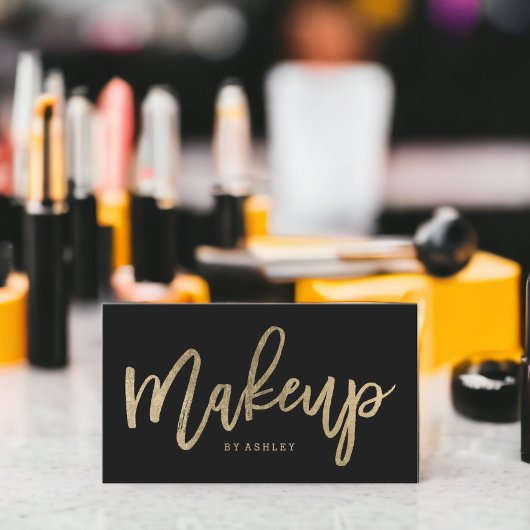 Make-up artiest elegante faux goud typografie zwar visitekaartje