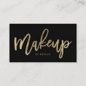 Make-up artiest elegante faux goud typografie zwar visitekaartje (Voorkant)