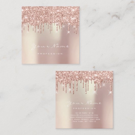 Make-up Artiest Event Planner Glitter Spark Pearl Vierkante Visitekaartje (Voorkant / Achterkant)