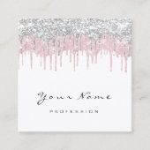 Make-up Artiest Event Planner Wit Roze Drips Vierkante Visitekaartje (Voorkant)