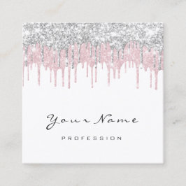 Make-up Artiest Event Planner Wit Roze Drips Vierkante Visitekaartje