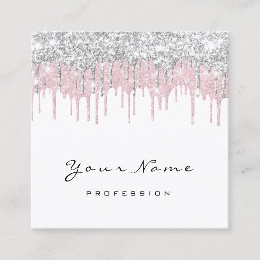Make-up Artiest Event Planner Wit Roze Drips Vierkante Visitekaartje (Voorkant)