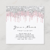 Make-up Artiest Event Planner Wit Roze Drips Vierkante Visitekaartje (Achterkant)