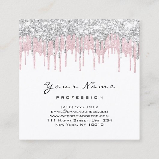 Make-up Artiest Event Planner Wit Roze Drips Vierkante Visitekaartje (Achterkant)