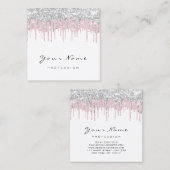 Make-up Artiest Event Planner Wit Roze Drips Vierkante Visitekaartje (Voorkant / Achterkant)