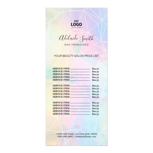 make - up artiest faux holografisch geometrisch reclamekaart (Voorkant)