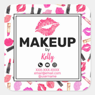 Make-up artiest gepersonaliseerde contactgegevens vierkante sticker